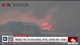 Bridge Fire in San Gabriel mountains burns over 800 acres [upl. by Ania]