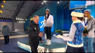 Ceremonia medalowa Justyny Kowalczyk 13022014r Sochi 2014 [upl. by Gillett]