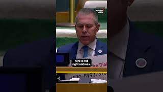 Israeli ambassador holds up Hamas telephone number at UN vote for Gaza ceasefire UnitedNations UN [upl. by Lisabet]