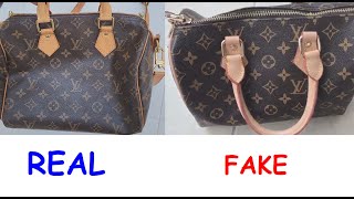 Louis Vuitton bag real vs fake How to spot fake Louis Vuitton Speedy Bandouliere 25 tote [upl. by Ykvir]