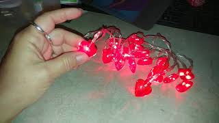 20 LEDs Red Heart String Lights Battery Operated 654ft Fairy Lights [upl. by Craggy]