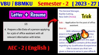 letter  Resume।। AEC 2 English important questions semester 2।। AEC 2 english resume writing।। [upl. by Norina]