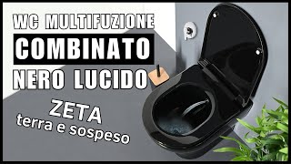 Wc Multifuzione Combinato Nero Vaso Bidet ZETA con erogatore e doccetta Ceramica Tuscia [upl. by Best728]