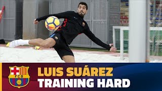 Luis Suárez in action last week getting ready for the return of La Liga [upl. by Elac]