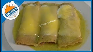 La verdadera receta de ENCHILADAS SUIZAS Enchiladas verdes  Chef Roger [upl. by Rossy184]