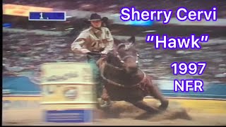 Sherry Cervi amp quotHawkquot 1997 NFR Barrel Racing [upl. by Pernick175]