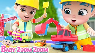 Construction Vehicles Song  Excavator Road Roller Mixer and Dump Trucks for Kids [upl. by Jeni789]