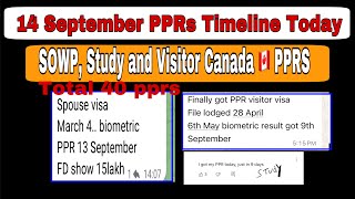 14 September Canada PPRs timeline today  Sowp Study and Visitor visas ppr request timeline Canada [upl. by So]