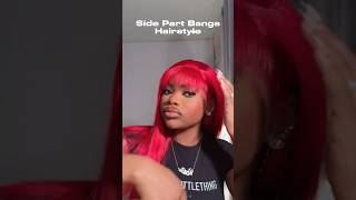 Cut side part bangs hairstyle in a red wig💥 redhair haircut hairideas sidepart styleinspo [upl. by Bithia]