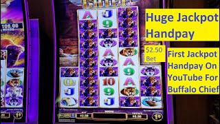 First Jackpot Handpay On YouTube For The New Buffalo Chief Slot [upl. by Acirrehs200]