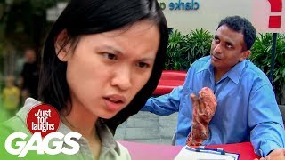 Intestine Comes Out Of Mans Stomach Chicken Dinner Whistling At Women Prank [upl. by Alekahs]