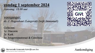 01092024 1800u ds J Hogenhout wijk Immanuël [upl. by Nagar]