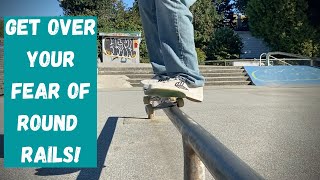 How to 5050 a ROUND BAR frontside [upl. by Arv]