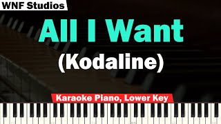 Kodaline  All I Want Karaoke Piano amp Strings LOWER KEY [upl. by Giarc317]