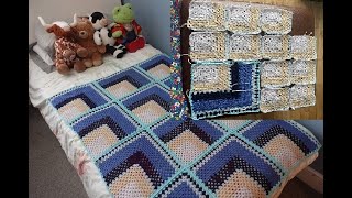 3D Mitred Granny Square CAL  Baby Blue Mitred Row Ep4 [upl. by Courcy172]