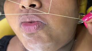 Upper lip threading upper lip hair removal threading tutorial [upl. by Airdnek]