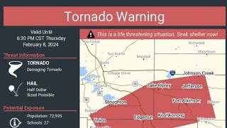 large and extremely dangerous tornado headed for Edgerton Wisconsin 020824 [upl. by Sofie825]