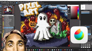 MediBang Paint PRO How to create Pixel Art GHOST HALLOWEEN in  aseprite PixelOrama pixelart [upl. by Yelats]