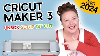 Cricut Maker 3 for Beginners Unbox Setup amp First Cut CRICUT KICKOFF Day 1 [upl. by Redliw137]