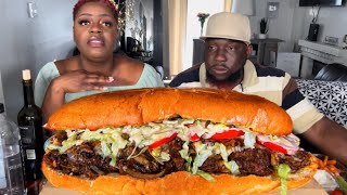 YOU WILL BE BLOCKEDPERIOD  HUGE TOMAHAWK CHEESE STEAK SANDWICH  MUKBANG EATING SHOW [upl. by Photina]