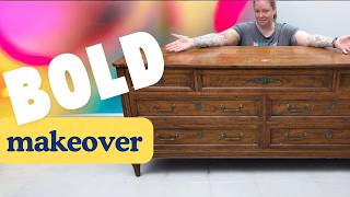 Did I Ruin it Transforming a 50 dresser into a VIBRANT showpiece [upl. by Salter]