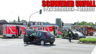 SCHWERER UNFALL IN LEICHLINGEN  2 Autos kollidierten  PKW überschlug sich  4 Verletzte [upl. by Rudie]