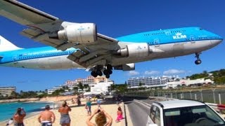 NEW Boeing 747 LOW Landing amp Jet Blast at SXM St Maarten [upl. by Tertia]