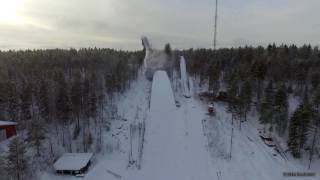 Kajaanin hyppyrimäen räjäytys ilmakuva 2222017  Kajaani ski jumping hill demolition aerial [upl. by Jeanelle815]