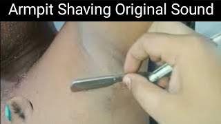 armpit shave original sound  how to underarm shave at barber shop with razor HairInArmpit [upl. by Gibert]