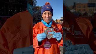 NYC Marathon Runner volunteer is a Six Major at 75 [upl. by Aicirtam]