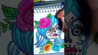 ASMR Dibujando una Catrina de Cabello Azul 💀✨ Susurros Relajantes y Arte para el Día de Muertos 🖌️🌹 [upl. by Isadora]