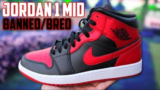 Air Jordan 1 Mid BannedBred Review and OnFeet [upl. by Roydd673]