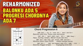 7 LEVEL PROGRESI CHORD DI LAGU BALONKU ADA 5 REHARMONIZEREHARMONISASI [upl. by Quickman]