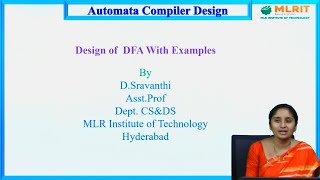 LEC04Automata amp Compiler Design  Design of DFA With Examples by Mrs D Sravanthi [upl. by Ashmead971]