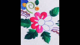 flower embroidery  cushion cover design flower hand embroidery tutorial by Rup Handicraft [upl. by Aphrodite480]