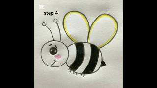 Honey bee🐝honey bee drawing in 4 steps honeybee drawing [upl. by Notlim]