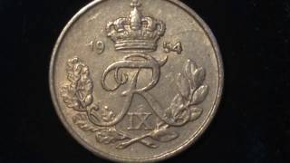 Denmark 10 Ore Coin Dated 1954 [upl. by Akirdnwahs]