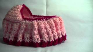 Crochet Cradle Purse Part 3 of 3 Bag  purse that turns into a Doll Cradle [upl. by Ahsyen]