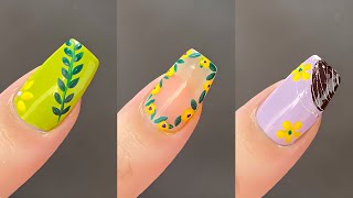 Simple flower nail art desings at home easy nail art design diseños de uñas [upl. by Ardnuhsal]