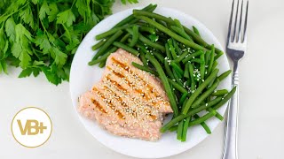 Saftiger Lachs mit grünen Bohnen  Stoffwechselkur Diätphase Rezept  VitalBodyPLUS [upl. by Ladnar669]