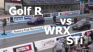 2009 Subaru Impreza WRX STi Hatch vs VW Golf R  14 Mile Drag Race JapShow 2018 [upl. by Gery]