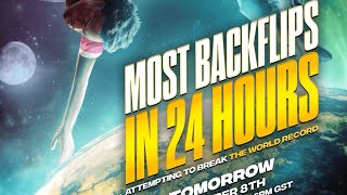 Attempting the MOST BACKFLIPS in 24 HOURS Pt 2 WORLD RECORD [upl. by Aicirpac]