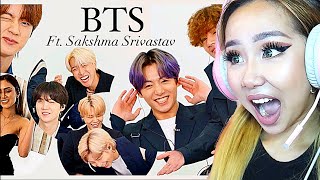 THEYRE BLUSHING 😍 BTS INDIAN INTERVIEW ft Sakshma Srivastav E NOW  REACTIONREVIEW [upl. by Aidas348]