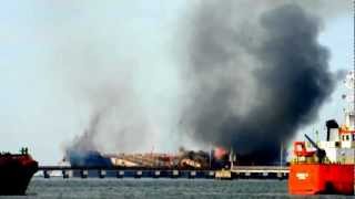 Methanol TankerBunga Alpinia on fire in Labuan [upl. by Lust]