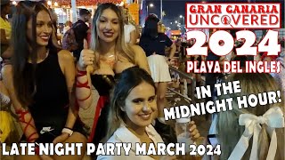 Playa del Ingles MARCH 2024 Nightlife 4K 60fps  Gran Canaria Uncovered Maspalomas Carnival Midnight [upl. by Cuda794]