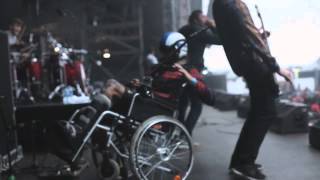 Parkway Drive Luke Kilpatrick Falls Off Wheelchair [upl. by Atisusej]