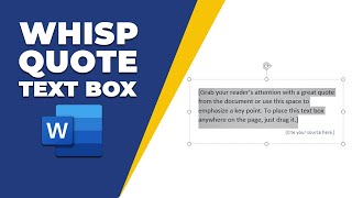 How to insert a whips Quote text box in word 2016 [upl. by Adaven]