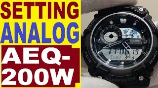 Setting Casio AEQ200W analog time 5472 manual [upl. by Aracal]