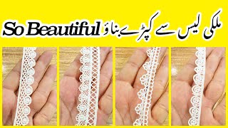 white lace designwhite lace design on neckwhite lace design on kameez [upl. by Lajes]