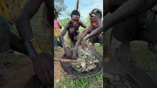 This is a huge Love sharing a Food together middle of Jungle 😋😮hadzabetribe villagelife food [upl. by Lizzy]